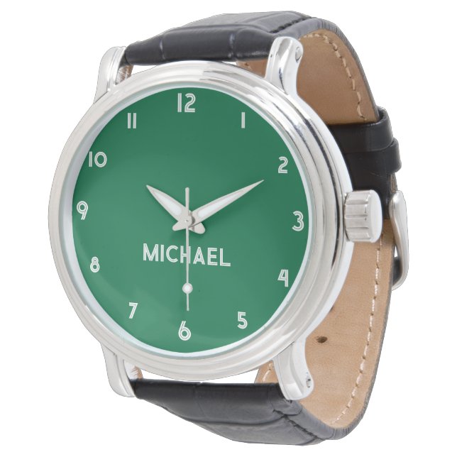 Montre Nom Fille Garçon Femmes Hommes | Vert bouteille él (Incliné)