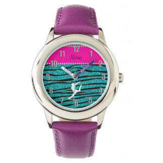 Montre Nom gymnaste turquoise parties scintillant zèbre r