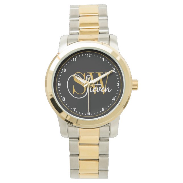 Montre Nom monogramme et signature moderne foncée (devant)