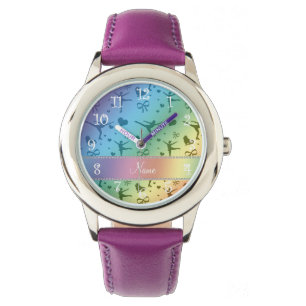 Montre Nom personnalisé arc-en-ciel patinage artistique