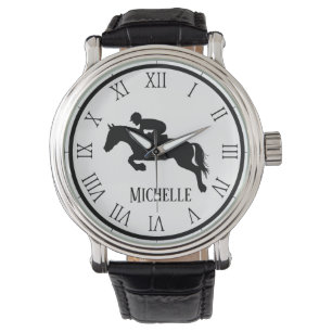 Montre Nom personnalisé avec et noir Cheval