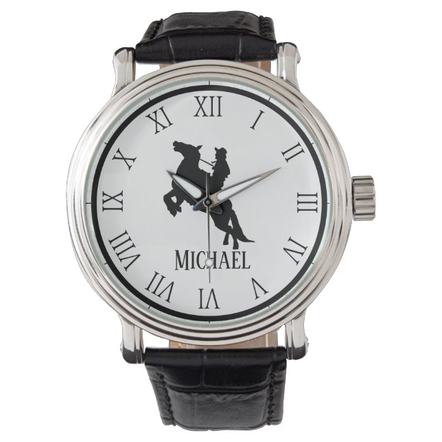 Montre Nom personnalisé avec et noir Cheval (devant)