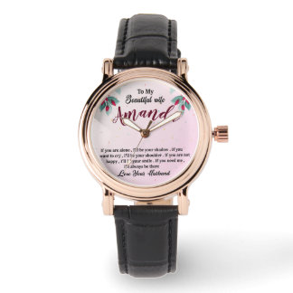 Montre Nom personnalisé avec message Rose rouge pour femm