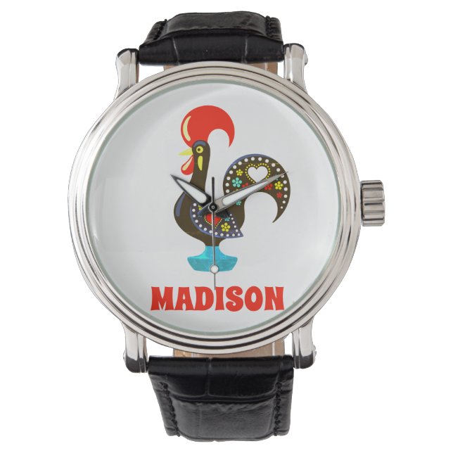 Montre Nom personnalisé Barcelos Portuos Rooster Noir (devant)