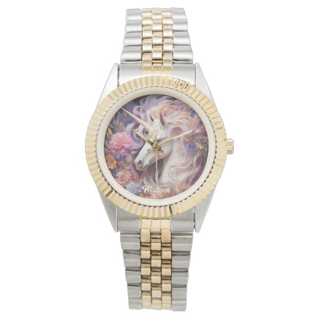 Montre Nom personnalisé belle licorne (devant)