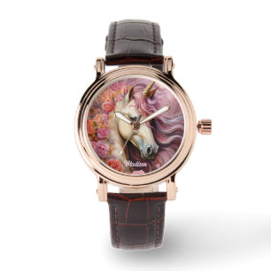 Montre Nom personnalisé belle licorne