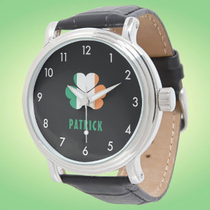 Montre Nom personnalisé Celtic Irlande Shamrock Drapeau i