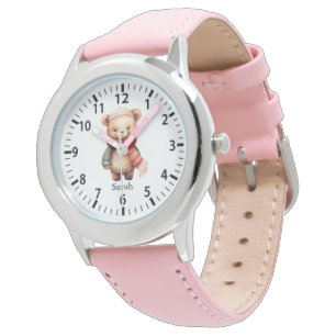 Montre Nom personnalisé cool Ours avec Attire et Casquett