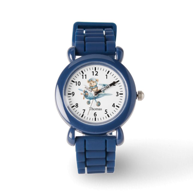 Montre Nom personnalisé cool Pilote Ours en peluche (Recto)
