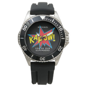 Montre Nom personnalisé de la bande dessinée Superhero 