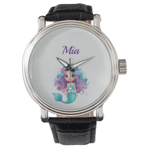 Montre Nom personnalisé de la sirène violette