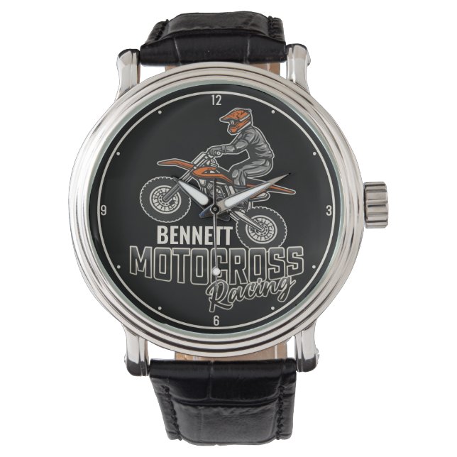 Montre Nom personnalisé Dirt Vélo Rider Motocross Racing (devant)