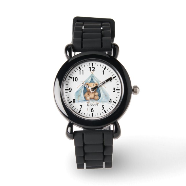 Montre Nom personnalisé du cool Ours de camping (Recto)