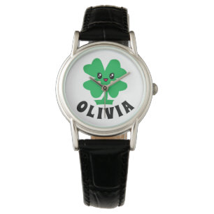 Montre Nom personnalisé du Shamrock vert