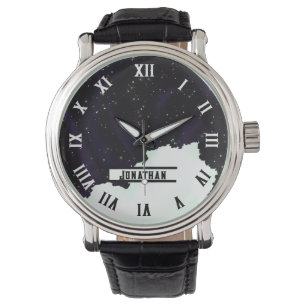 Montre Nom PERSONNALISÉ Espace extra-atmosphérique étoilé