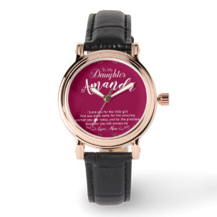 Montre Nom personnalisé Fuchsia Message pour fille de mam