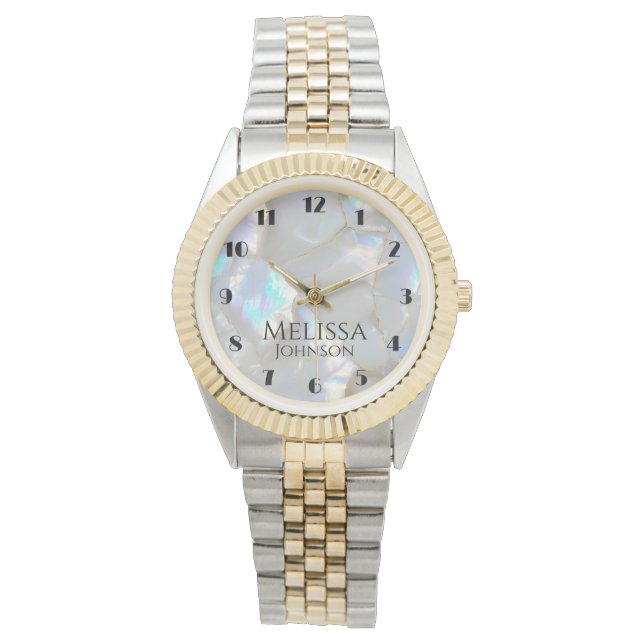 Montre Nom personnalisé Girly Faux Opal (devant)