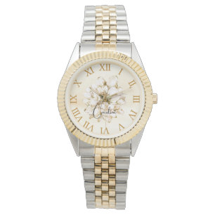 Montre Nom personnalisé Golden brown arrière - plan Luxe 