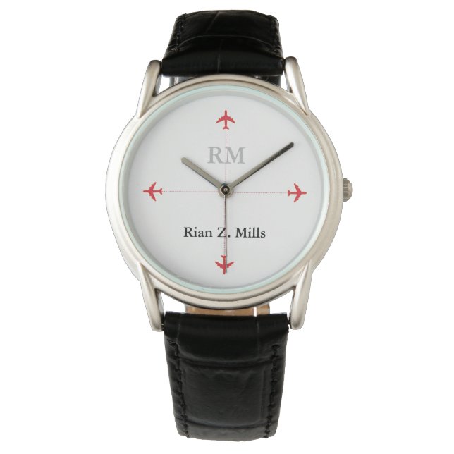 Montre nom personnalisé + initiales avions (devant)