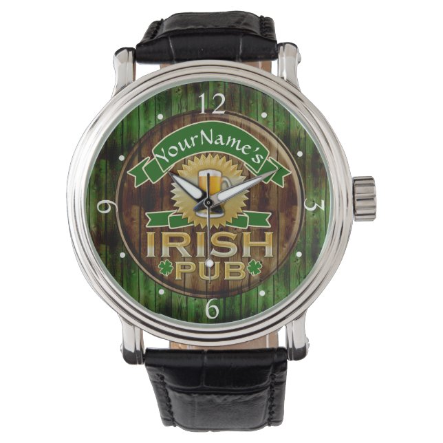 Montre Nom personnalisé Irish Pub Signer la Saint Patrick (devant)