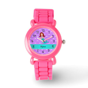 Montre Nom personnalisé mermaid perles violettes