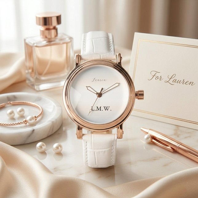 Montre Nom personnalisé Modern Pearl Signature Script (Créateur téléchargé)