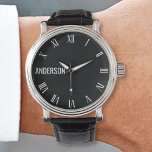 Montre Nom personnalisé Numéro romain<br><div class="desc">Créez votre propre montre à poignet personnalisée avec votre nom ou vos initiales personnalisées. Ajoutez vos initiales ou du texte personnalisé pour créer quelque chose de vraiment unique. Pour modifier ce modèle de conception, il suffit de modifier les champs de texte comme indiqué ci-dessus. Vous pouvez même ajouter plus de...</div>