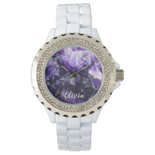 Montre Nom personnalisé par améthyste pourpre