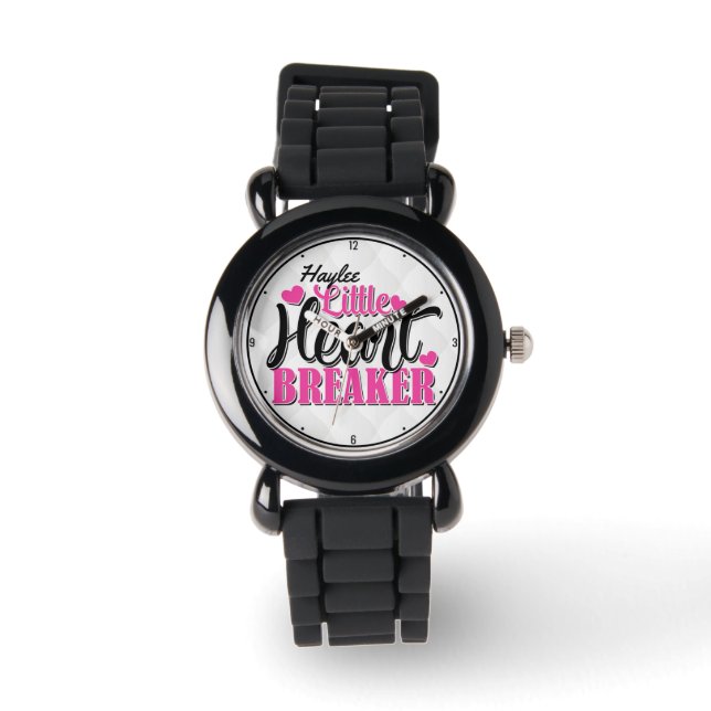 Montre Nom personnalisé Pink Little Heart Breaker (Recto)