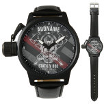 Montre Nom personnalisé Pompier Station du service d'ince<br><div class="desc">Personnalisez ce cadeau unique, unique, personnalisé pompier pompier Fireman mince Red Line Drapeau cadeau. Un complément parfait à votre décor maison et garage! Personnalisé avec votre nom, informations de station ou texte personnalisé ! Un cadeau parfait pour cette personne spéciale dans votre vie... . Pompier - Station d'incendie - local...</div>