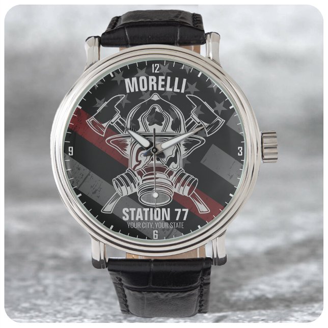 Montre Nom personnalisé Pompier Station du service d'ince (Créateur téléchargé)