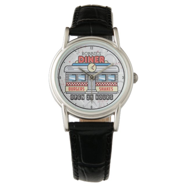 Montre NOM Personnalisé Retro les années 50 Diner Signé C (devant)