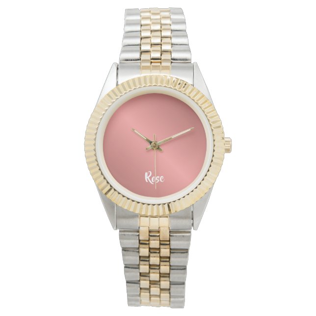 Montre Nom personnalisé rose or (devant)