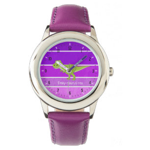 Montre Nom personnalisé saurus t rex rose violet fille d
