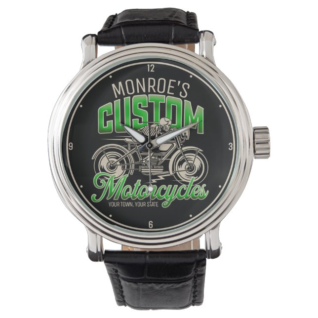Montre Nom personnalisé Skeleton Motorcycle Boutique (devant)