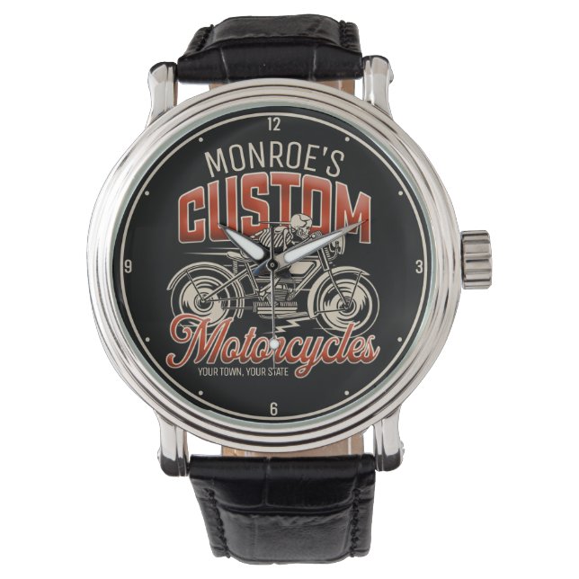 Montre Nom personnalisé Skeleton Motorcycle Boutique (devant)