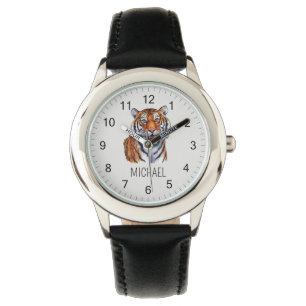 Montre Nom Personnalisé Tendance Mignon Tigre de la Jungl