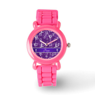 Montre Nom personnalisé violet damassé gymnastique