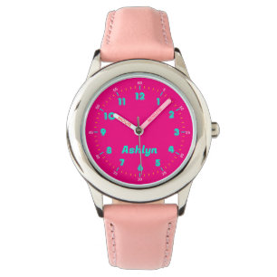 Montre Nom Personnalisé Whipsy Hot Pink Kids Temps Enseig