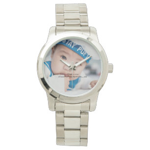 Montre Nom photo personnalisé Argent homme
