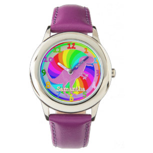 Montre Nom pourpre rose Samantha de fille de dinosaure de