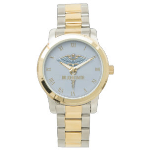 Montre Nom professionnel Médicale Blue Gold Caduceus