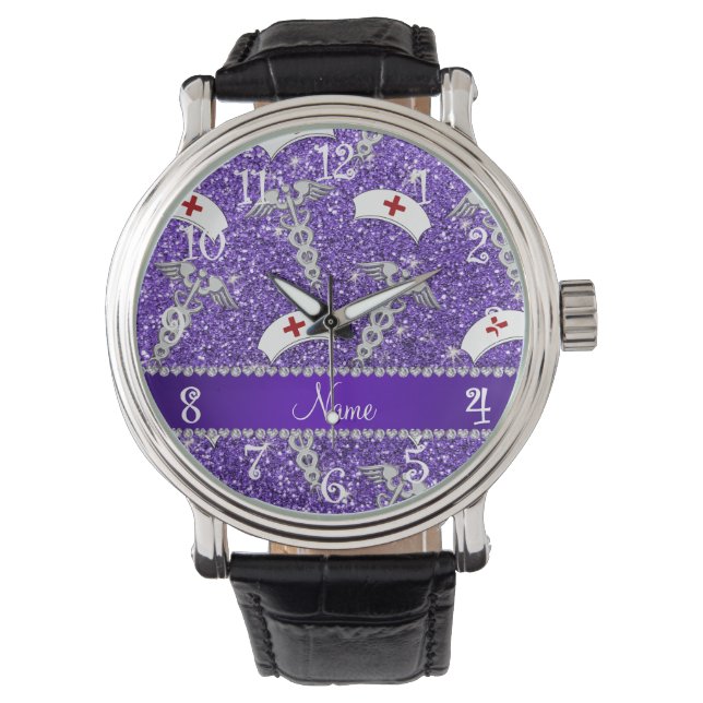 Montre Nom Purple parties scintillant infirmière casquett (devant)
