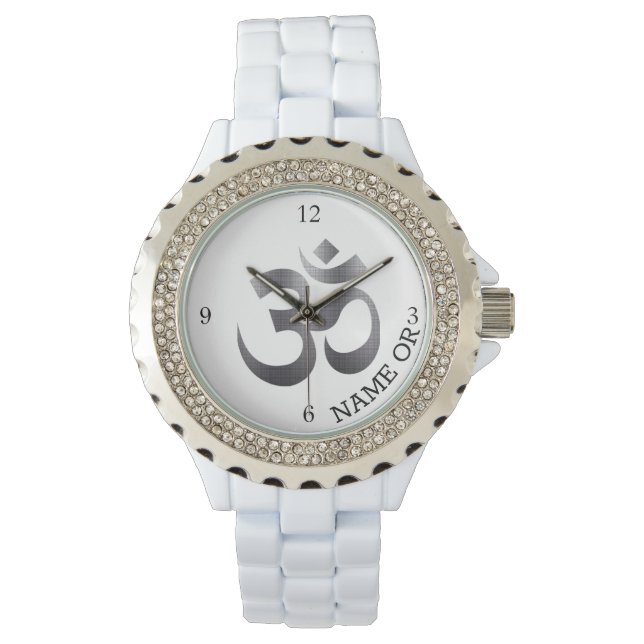 Montre Nom, Unique Symbole Om Métal Texturé Rhinestone (devant)
