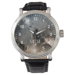 Montre Nombre de monogrammes de loups hurlants