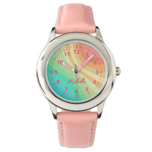 Montre nommée faite sur commande d'arc-en-ciel