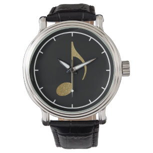 Montre note de musique en or noir