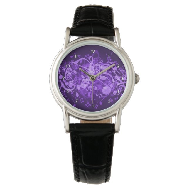Montre Notes de musique violet brillant Wrist Watch (devant)