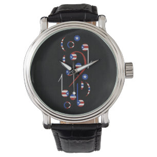 Montre Notes musicales de drapeau de Porto Rico