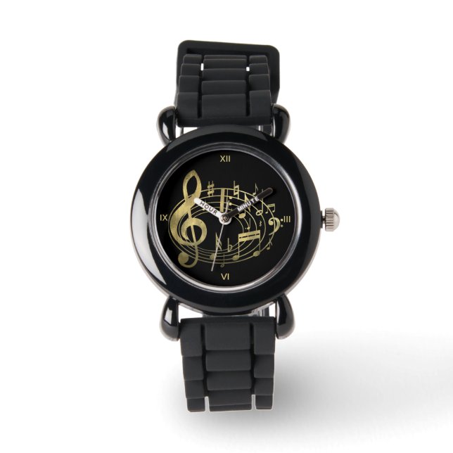 Montre Notes musicales d'or en forme ovale (Recto)